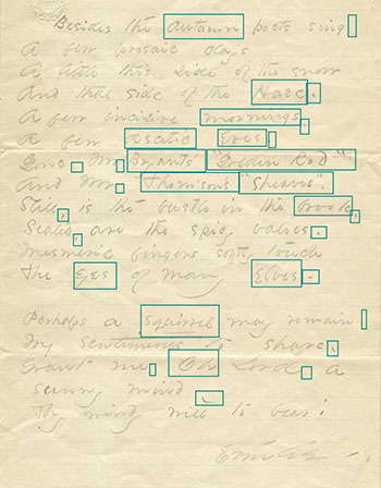 Image Map of Emily Dickinson's letter, containing Poem 11